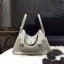 Hermes Lindy 26cm/30cm Taurillon Clemence Calfskin Bag Handstitched, Pearl Grey CK80 RS05086