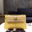 Hermes Mini Kelly Pochette 22cm Shiny Alligator Palladium Hardware Handstitched, Mimosa M9 RS13945