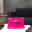 Hermes Mini Kelly Pochette 22cm Shiny Alligator Palladium Hardware Handstitched, Rose Sheherazade J5 RS08489