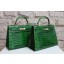 Hermes Shiny Alligator Crocodile Kelly 28cm Sellier Rigide Gold Hardware Handstitched, Pelouse 6G RS19486