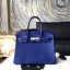 High Quality Knockoff Hermes Autruche Ostrich Birkin 30cm Bag Handstitched Palladium Hardware Handstitched, Blue Iris CK77 RS00473