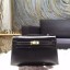 Imitation Hermes Mini Kelly Pochette 22cm Swift Calfskin Leather Gold Hardware, Noir RS03496