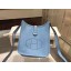 Luxury Hermes Evelyne Mini TPM Taurillon Clemence Palladium Hardware Handstitched High Quality, Bleu Lin CKJ7 RS04667