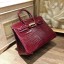 Replica Fashion Hermes Birkin 35cm Shiny Alligator Crocodile Gold Hardware Handstitched, Bordeaux CK57 RS09550