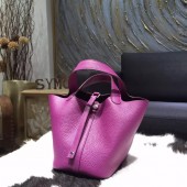 Fake High Quality Hermes Picotin Lock Bag 18cm/22cm Taurillon Clemence Palladium Hardware Handstitched, Anemone P9 RS10116