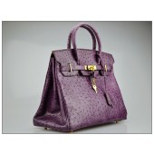 Hermes Autruche Ostrich Birkin 30cm Bag Handstitched Gold Hardware, Bordeaux CK57 RS14143