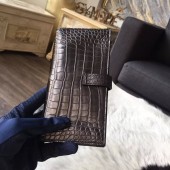 Hermes Bearn Wallet Matte Alligator Crocodile Gold Hardware Handstitched, Noir CK89 RS00413