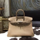 Hermes Birkin 25cm/30cm Togo Calfskin Bag Handstitched Palladium Hardware, Etoupe CK18 RS08282