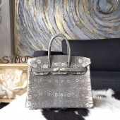 Hermes Birkin 25cm Natural Lizard Skin Original Leather Bag Handstitched Palladium Hardware, Ombre/Shadow RS00238