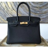 Hermes Birkin 25cm Togo Calfskin Bag Handstitched Gold Hardware, Black Noir RS02789