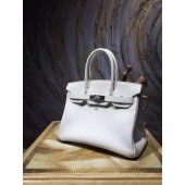 Hermes Birkin 30cm Togo Calfskin Bag Handstitched Palladium Hardware, Blanc RS05342