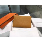 Hermes Calvi Card Holder Case Handstitched Taurillon Clemence Calfskin, Kraft CK2H RS08264