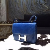 Hermes Constance 23cm Matte Alligator Crocodile Original Leather Handstitched Palladium Hardware, Mykonos 7Q RS05331