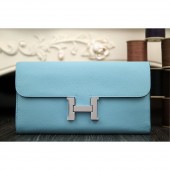 Hermes Constance Wallet In Light Blue Epsom Leather RS13538