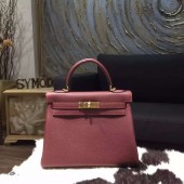 Hermes Kelly 28cm/32cm Togo Calfskin Original Leather Bag Handstitched, Rouge H CK55 RS00045