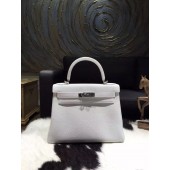 Hermes Kelly 28cm Togo Calfskin Bag Handstitched Palladium Hardware, Blanc/White RS20389