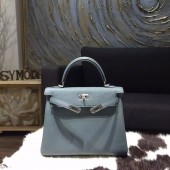 Hermes Kelly 28cm Togo Calfskin Bag Handstitched Palladium Hardware, Blue Orage N7 RS04159