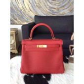 Hermes Kelly 28cm Togo Hand Stitched Palladium, Rouge Garance CK54 RS10941