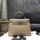 Hermes Kelly 32cm Sellier Rigide Bag Epsom Calfskin Handstitched Palladium Hardware Handstitched, Etoupe CK18 RS05644