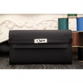 Hermes Kelly Longue Wallet In Black Epsom Leather RS09413
