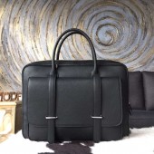 Hermes Steve 38cm Clemence Calfskin Original Leather Bag Handstitched Palladium Hardware, Noir Black RS13882
