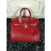 Replica AAA Hermes Autruche Ostrich Birkin 30cm Bag Handstitched Gold Hardware, Terre Cuite CC94 RS07391