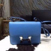 Replica AAA Hermes Constance 23cm Epsom Calfskin Original Leather Handstitched Palladium Hardware, Blue Paradise 2T RS17383