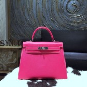 Replica Hermes Kelly 28cm Epsom Calfskin Sellier Rigide Bag Handstitched Palladium Hardware, Rose Tyrien E5 RS13064