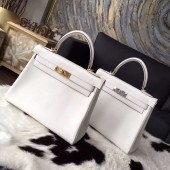 Replica Hermes Kelly 28cm Swift Calfskin Bag Handstitched Gold/Palladium Hardware, Craie CC10 RS21899