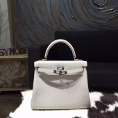 Replica Hermes Kelly 28cm Togo Calfskin Bag Handstitched Palladium Hardware, Pearl Grey CK80 RS18183