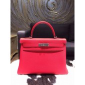 Replica Hermes Kelly 32cm Togo Calfskin Palladium Hardware Handstitched, Rouge Casaque Q5 RS18766