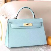 Replica Hermes Kelly Mini II Bag In Original leather 20cm Golden Hardware Bule Bag RS26221