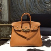 Replica Quality Hermes Birkin 25cm Epsom Calfskin Bag Handstitched Gold Hardware, Gold CK37 RS16636